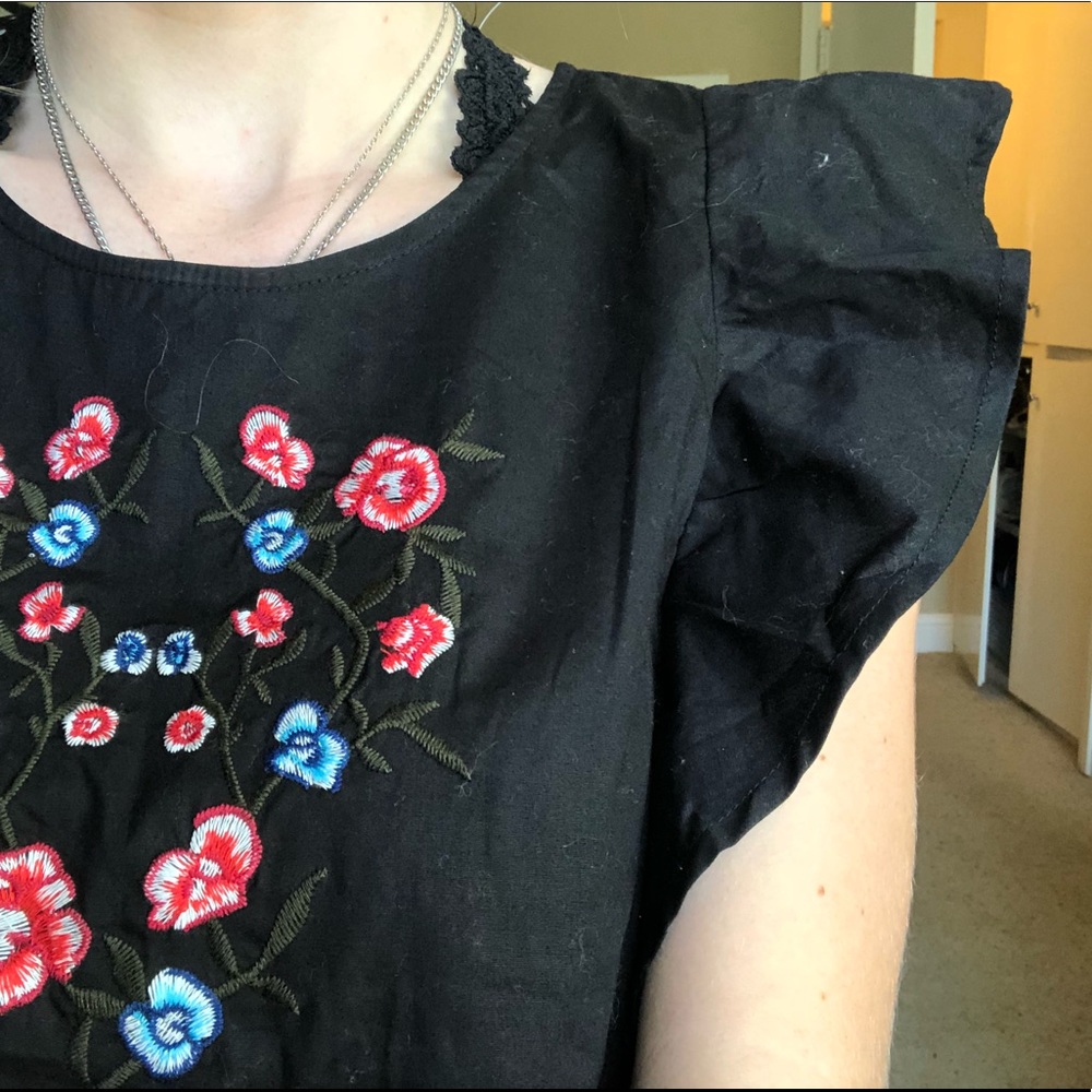 Black floral blouse